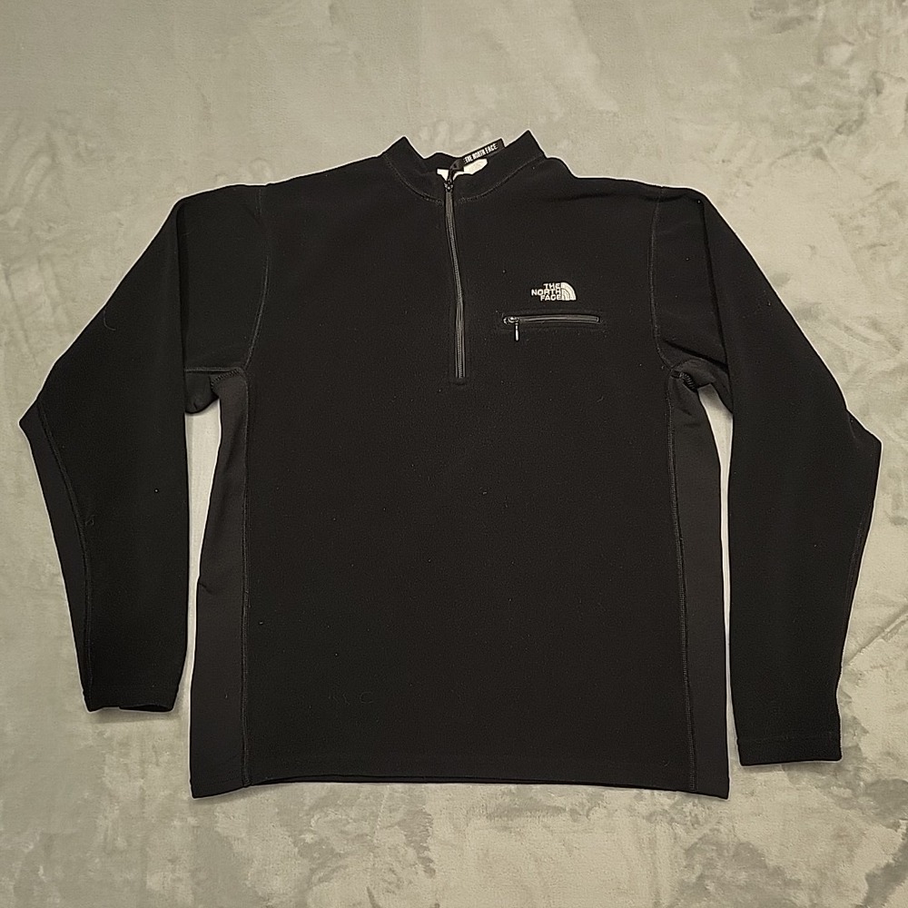 The North Face Pullover Mens Medium Black Quarter Zip Fleece Jacket Hiking Trail
